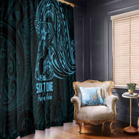 Blue Guam Latte Stone Tribal Tattoo Window Curtain Hafa Adai Six 7 One