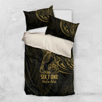 Gold Guam Latte Stone Tribal Tattoo Bedding Set Hafa Adai Six 7 One