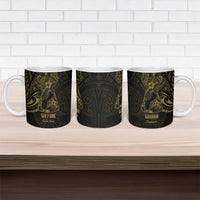 Gold Guam Latte Stone Tribal Tattoo Ceramic Mug Hafa Adai Six 7 One - Polynesian Pride