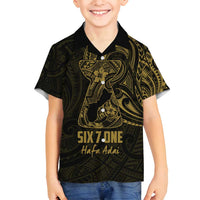 Gold Guam Latte Stone Tribal Tattoo Family Matching Summer Maxi Dress and Hawaiian Shirt Hafa Adai Six 7 One