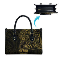 Gold Guam Latte Stone Tribal Tattoo Leather Bag Hafa Adai Six 7 One - Polynesian Pride