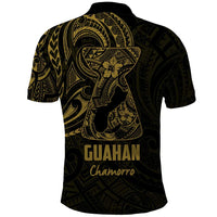 Gold Guam Latte Stone Tribal Tattoo Polo Shirt Hafa Adai Six 7 One