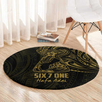 Gold Guam Latte Stone Tribal Tattoo Round Carpet Hafa Adai Six 7 One