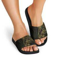 Gold Guam Latte Stone Tribal Tattoo Slide Sandals Hafa Adai Six 7 One - Polynesian Pride