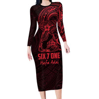 Oxblood Guam Latte Stone Tribal Tattoo Family Matching Long Sleeve Bodycon Dress and Hawaiian Shirt Hafa Adai Six 7 One