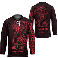 Oxblood Guam Latte Stone Tribal Tattoo Hockey Jersey Hafa Adai Six 7 One LT9 - Polynesian Pride