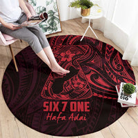 Oxblood Guam Latte Stone Tribal Tattoo Round Carpet Hafa Adai Six 7 One