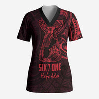 Oxblood Guam Latte Stone Tribal Tattoo Scrub Top Hafa Adai Six 7 One - Polynesian Pride