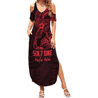 Oxblood Guam Latte Stone Tribal Tattoo Summer Maxi Dress Hafa Adai Six 7 One LT9 Women Oxblood - Polynesian Pride