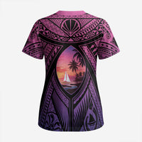 Guam Chamorro Artsy Scrub Top Guahan Sunset Beach - Polynesian Pride