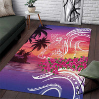 Guam Latte Stone with Map Area Rug Bougainvillea Beach Sunset