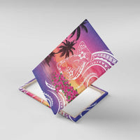 Guam Latte Stone with Map Canvas Wall Art Bougainvillea Beach Sunset