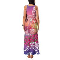 Guam Latte Stone with Map Family Matching Tank Maxi Dress and Hawaiian Shirt Bougainvillea Beach Sunset