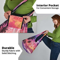 Guam Latte Stone with Map Grocery Bag Bougainvillea Beach Sunset