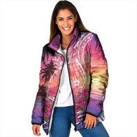 Guam Latte Stone with Map Padded Jacket Bougainvillea Beach Sunset - Polynesian Pride