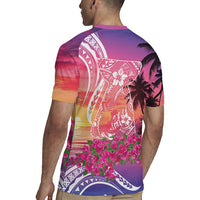 Guam Latte Stone with Map Rugby Jersey Bougainvillea Beach Sunset LT9 - Polynesian Pride