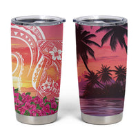 Guam Latte Stone with Map Tumbler Cup Bougainvillea Beach Sunset LT9 Sunset - Polynesian Pride