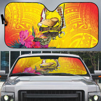 Papua New Guinea Cultural Tropical Flowers Auto Sun Shade - Polynesian Pride