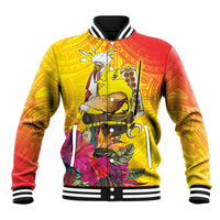 Papua New Guinea Cultural Tropical Flowers Baseball Jacket