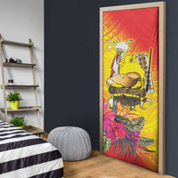 Papua New Guinea Cultural Tropical Flowers Door Cover - Polynesian Pride
