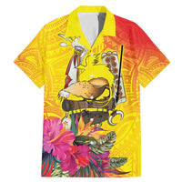 Papua New Guinea Cultural Tropical Flowers Family Matching Mermaid Dress and Hawaiian Shirt