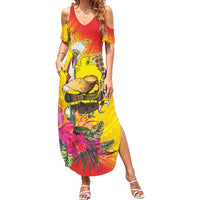 Papua New Guinea Cultural Tropical Flowers Family Matching Summer Maxi Dress and Hawaiian Shirt