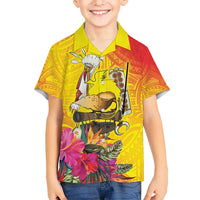 Papua New Guinea Cultural Tropical Flowers Kid Hawaiian Shirt