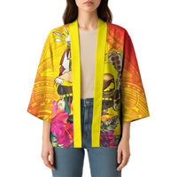 Papua New Guinea Cultural Tropical Flowers Kimono - Polynesian Pride
