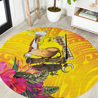 Papua New Guinea Cultural Tropical Flowers Round Carpet