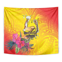 Papua New Guinea Cultural Tropical Flowers Tapestry