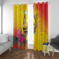 Papua New Guinea Cultural Tropical Flowers Window Curtain