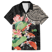 Personalized Japanese Koi Fish Family Matching Short Sleeve Bodycon Dress and Hawaiian Shirt with Polynesian Pattern LT9 Dad's Shirt - Short Sleeve Black - Polynesian Pride