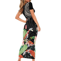 Personalized Japanese Koi Fish Family Matching Short Sleeve Bodycon Dress and Hawaiian Shirt with Polynesian Pattern LT9 - Polynesian Pride