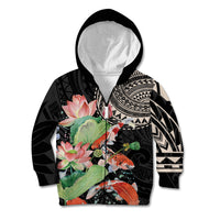 Personalized Japanese Koi Fish Kid Hoodie with Polynesian Pattern