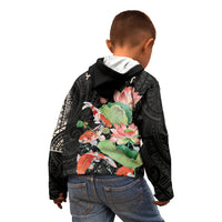 Personalized Japanese Koi Fish Kid Hoodie with Polynesian Pattern
