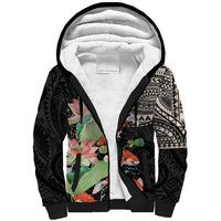 Personalized Japanese Koi Fish Sherpa Hoodie with Polynesian Pattern