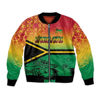 Hapi 45th Indipendens Dei Vanuatu Bomber Jacket Yumi 1980 with Vanuatuan Beach Landscape