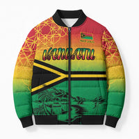 Hapi 45th Indipendens Dei Vanuatu Bomber Puffer Jacket Yumi 1980 with Vanuatuan Beach Landscape - Polynesian Pride