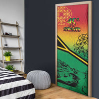Hapi 45th Indipendens Dei Vanuatu Door Cover Yumi 1980 with Vanuatuan Beach Landscape - Polynesian Pride