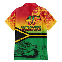 Hapi 45th Indipendens Dei Vanuatu Family Matching Mermaid Dress and Hawaiian Shirt Yumi 1980 with Vanuatuan Beach Landscape