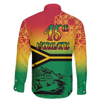 Hapi 45th Indipendens Dei Vanuatu Family Matching Off Shoulder Short Dress and Hawaiian Shirt Yumi 1980 with Vanuatuan Beach Landscape