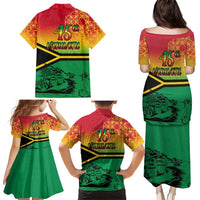 Hapi 45th Indipendens Dei Vanuatu Family Matching Puletasi and Hawaiian Shirt Yumi 1980 with Vanuatuan Beach Landscape