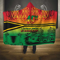 Hapi 45th Indipendens Dei Vanuatu Hooded Blanket Yumi 1980 with Vanuatuan Beach Landscape