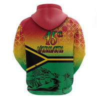 Hapi 45th Indipendens Dei Vanuatu Hoodie Yumi 1980 with Vanuatuan Beach Landscape