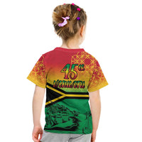 Hapi 45th Indipendens Dei Vanuatu Kid T Shirt Yumi 1980 with Vanuatuan Beach Landscape