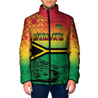 Hapi 45th Indipendens Dei Vanuatu Padded Jacket Yumi 1980 with Vanuatuan Beach Landscape - Polynesian Pride