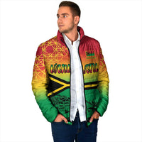 Hapi 45th Indipendens Dei Vanuatu Padded Jacket Yumi 1980 with Vanuatuan Beach Landscape - Polynesian Pride