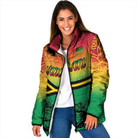 Hapi 45th Indipendens Dei Vanuatu Padded Jacket Yumi 1980 with Vanuatuan Beach Landscape - Polynesian Pride