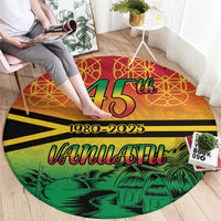 Hapi 45th Indipendens Dei Vanuatu Round Carpet Yumi 1980 with Vanuatuan Beach Landscape