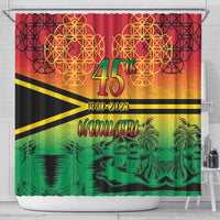 Hapi 45th Indipendens Dei Vanuatu Shower Curtain Yumi 1980 with Vanuatuan Beach Landscape